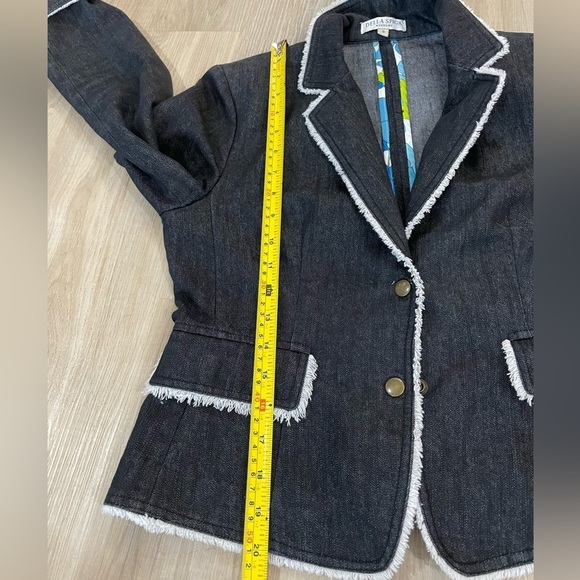 Della Spiga Vintage “weekend” Blazer w patterned accents & white stitch. Size 6 - Picture 12 of 14